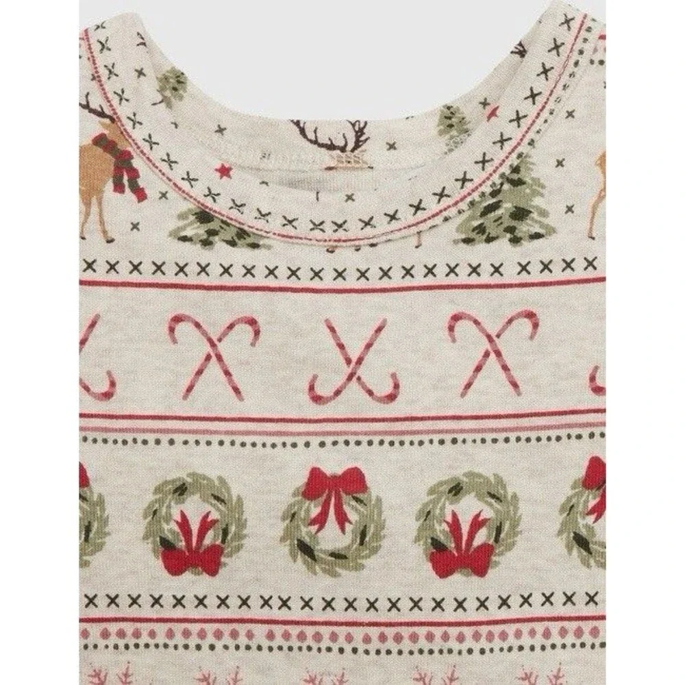 Gap Kids Christmas Pajamas Cotton Reindeer Candy Cane Vintage Print Boys Girls 6